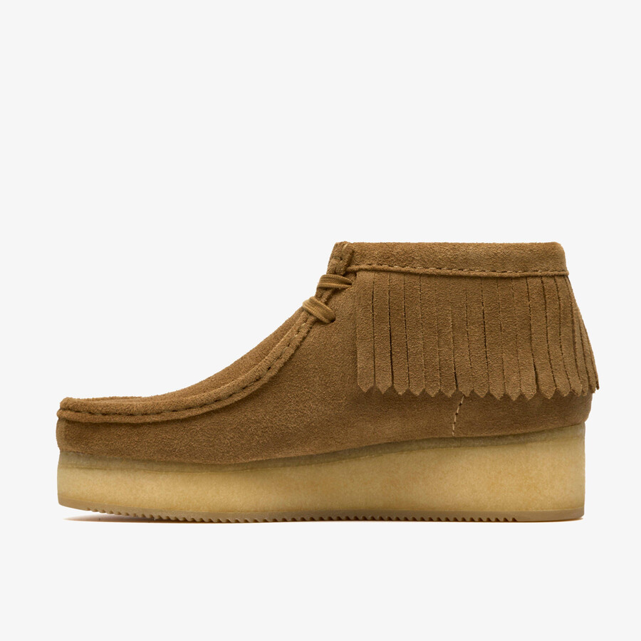 wallabee wedge fringe - lichtbruin suède